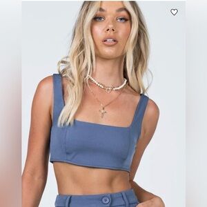 Princess Polly Blue Huxley Crop Top Size 10 New with Tags
